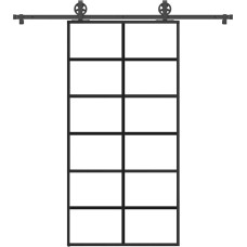 Vidaxl bīdāmās durvis ar stiprinājumiem 102x205 cm stikls&alumīnijs