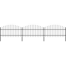 Vidaxl dārza žogs ar pīķiem augšpusē, tērauds, (1-1,25)x5,1 m, melns