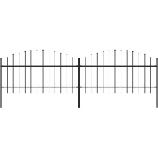 Vidaxl dārza žogs ar pīķiem augšpusē, tērauds, (1-1,25)x3,4 m, melns