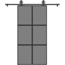 Vidaxl bīdāmās durvis aparatūras komplektu 102,5x205 cm rūdīts stikls