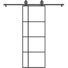 Vidaxl bīdāmās durvis ar stiprinājumiem, stikls, alumīnijs, 76x205 cm