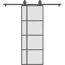 Vidaxl bīdāmās durvis ar stiprinājumiem, stikls, alumīnijs, 76x205 cm