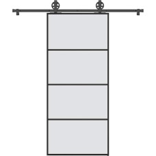 Vidaxl bīdāmās durvis ar stiprinājumiem, stikls, alumīnijs, 90x205 cm