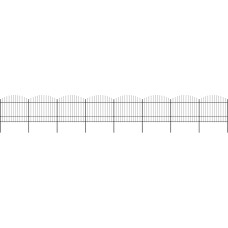 Vidaxl dārza žogs ar pīķiem augšpusē, tērauds, (1,5-1,75)x13,6m, melns