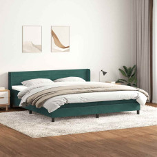 Vidaxl Box Spring Gulta ar matrača Tumši zaļa 200x210 cm samts