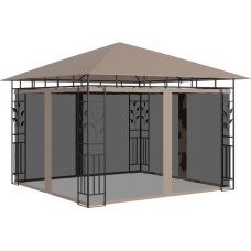 Vidaxl dārza nojume ar moskītu tīklu, 3x3x2,73 m, 180g/m², pelēkbrūna