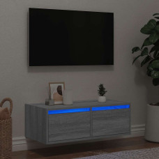 Vidaxl TV galdiņš ar LED lampiņām pelēka koka 75x35,5x25 cm