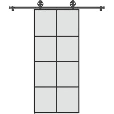 Vidaxl bīdāmās durvis ar stiprinājumiem, stikls, alumīnijs, 90x205 cm