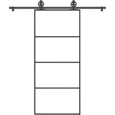 Vidaxl bīdāmās durvis ar stiprinājumiem, stikls, alumīnijs, 90x205 cm