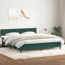 Vidaxl Box Spring Gulta ar matrača Tumši zaļa 200x210 cm samts