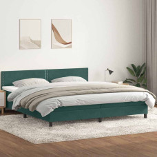 Vidaxl Box Spring Gulta ar matrača Tumši zaļa 200x220 cm samts