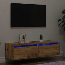 Vidaxl TV galdiņš ar LED lampiņām veca koka 100X35,5x25 cm