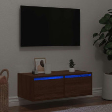 Vidaxl TV galdiņš ar LED lampiņām brūna ozola 75x35,5x25 cm