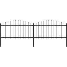 Vidaxl dārza žogs ar pīķiem augšpusē, tērauds, (1,25-1,5)x3,4 m, melns