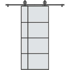 Vidaxl bīdāmās durvis ar stiprinājumiem, stikls, alumīnijs, 90x205 cm