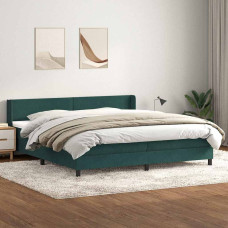 Vidaxl Box Spring Gulta ar matrača Tumši zaļa 200x210 cm samts